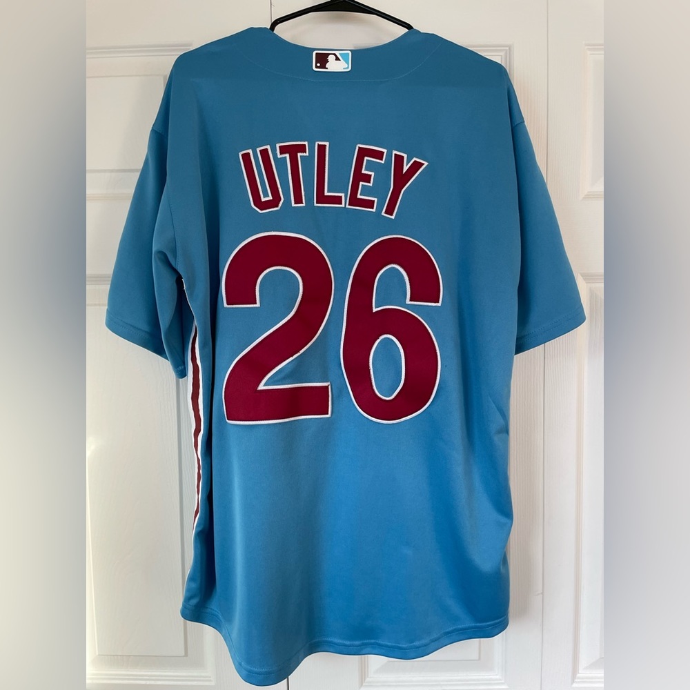 Philadelphia Phillies Powder Blue Maroon Chase Utley #26 Nike Jersey Large L